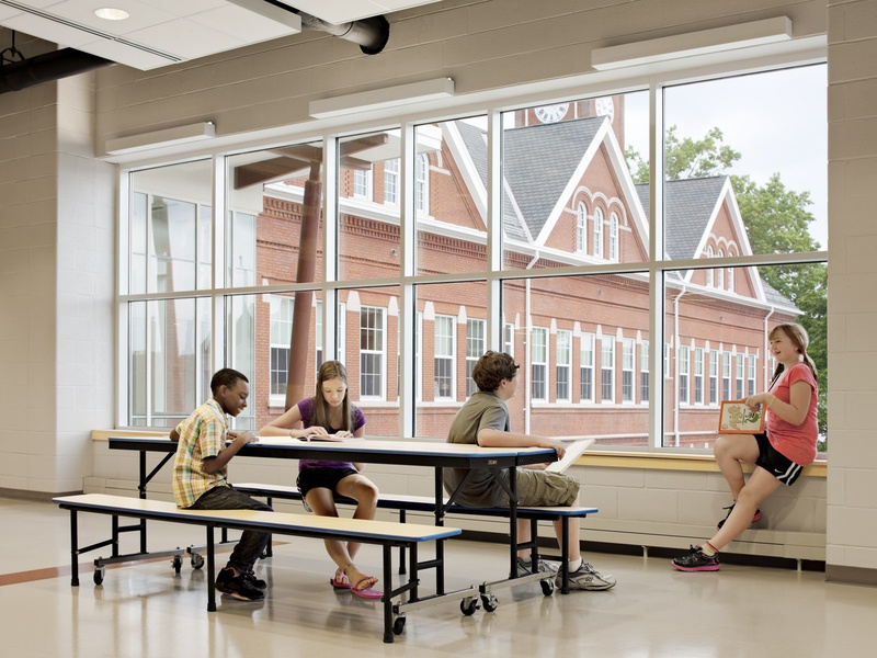 students learning together at school